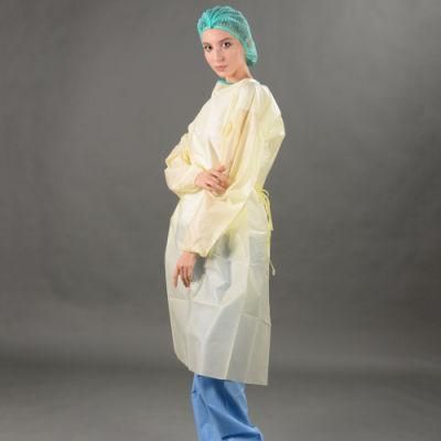 Yellow Medical Surgical Gown Disposable Isolation Cote for Normal Use