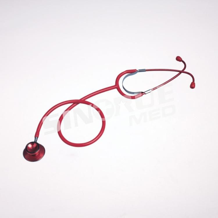 Hospital Red Colored Chest Piece & Binaural Dual Head Stethoscope