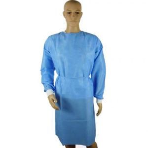Gown Lab Coat Isolation Personal Protective Clothing 40GSM SMS with AAMI Level 2 Blue Sugical Gown