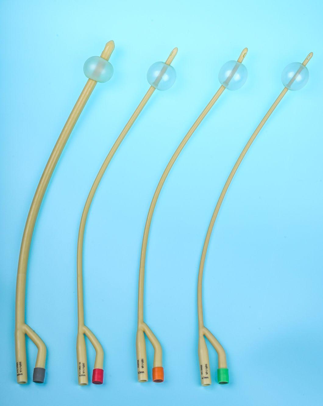 CE Approved 1/2/3 Way Disposable Medical Sterile Urine PVC or Silicone Coated Latex Foley Urethral Catheter with Balloon