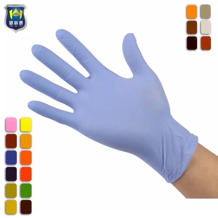 Disposable Industrial Grade Normal Blue Fingers Textured Nitrile Gloves