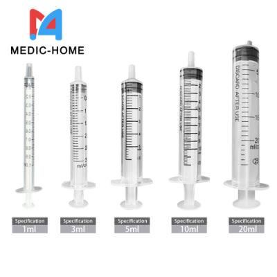 Disposable Syringe 1ml 2ml 3ml 5ml 10ml 20ml 30ml 50ml 60ml Luer Slip Luer Lock Syringe with/Without Needle