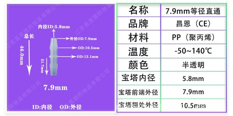 Straight Pipe High Temperature Resistance, Corrosion Resistance PP Plastic Straight Through Hose Glue Joint Pagoda Joint Experiment Straight Pipe