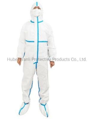 Sterile Waterproof Surgery Disposable Medical Overalls with Blue Strips