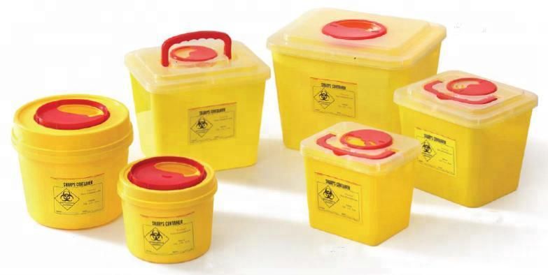 Disposable Sharps Container, 5L Medical Biohazard Waste Bin, Square Sharp Container