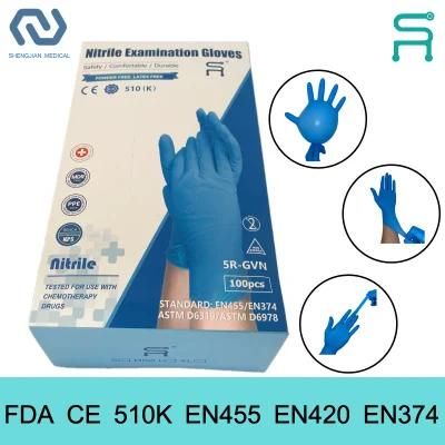 9in/12in Powder Free 510K En455 Disposable Nitrile Examination Gloves