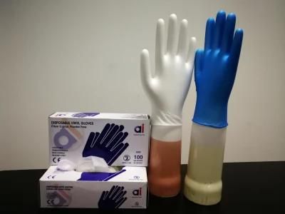 Disposable Clear/Blue Color Examination Vinyl Gloves Hand Care Stretch Medical Gloves