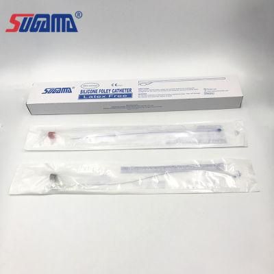 Medical Disposable Silicone Coated Latex Foley Male Catheter with Water Pouch