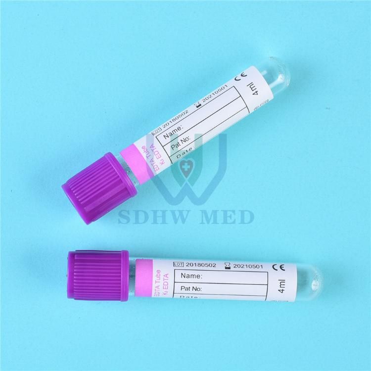 Lab Supply Disposable Vacuum K2 K3 Blood Collection EDTA Tube