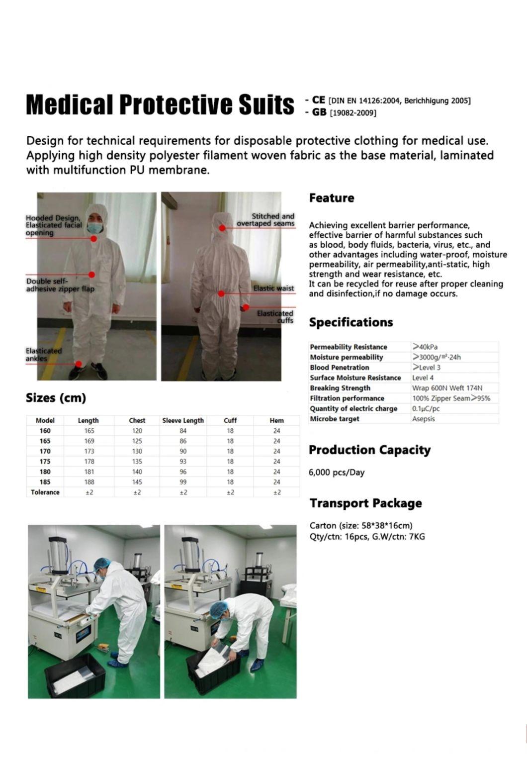 Protective Coverall Ce FDA Certificated Disposable Medical Emergency Clothing
