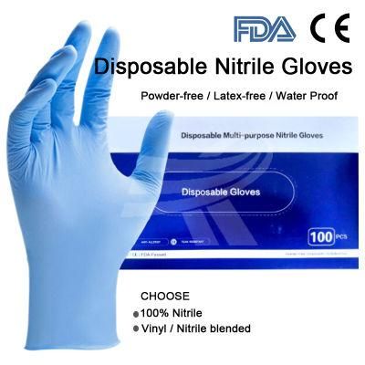 Cheap Disposable Examination Medical Nitrile Gloves Suppliers Powder Free Blue Exam Hand Blend Nitrile Gloves