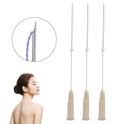 Cosmetic Surgery V Face Lift Tornado Screw Thread with Sharp Needles Cannula