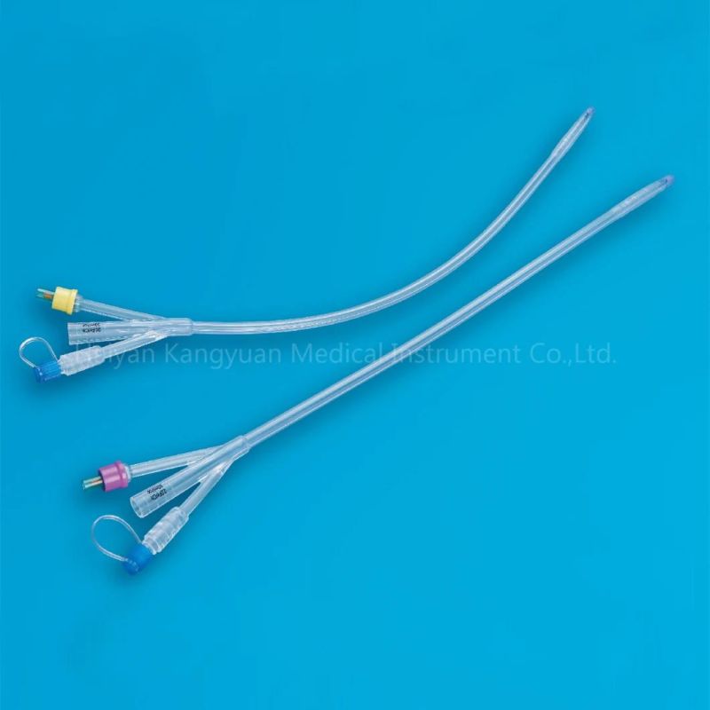 Silicone Foley Catheter 3 Way Standard for Single Use China Factory Round Tip with Normal Balloon