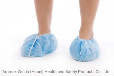 One-Time Using Shoe Cover with Elastic Around All Parts Made by Non-Woven Blue or White for Prevent Water to Keep Clean