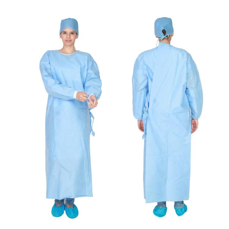 Disposable Standard Surgical Gown Medical Blue SMMS Gown for Hospital