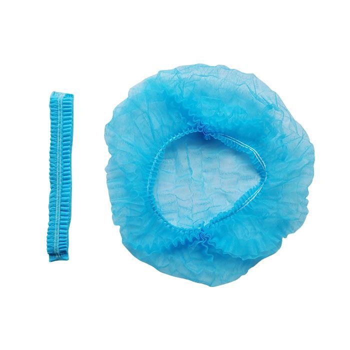 Disposable Nonwoven Double Elastic White Blue Cap PP Cap Clip Cap Bouffant Cap Strip Cap Mob Cap Hair Cap Surgical Cap Medical Cap Nurse Cap Doctor Cap