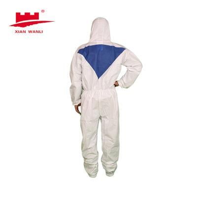 Cat. III Type5b 6b Protective Coveralls Microporous Coverall+Triangle Blue SMS Back Disposable