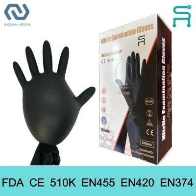 Black Nitrile Gloves 510K En455 Powder Free Disposable Nitrile Examination Gloves