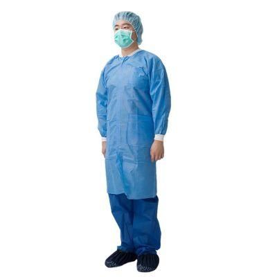 Factory Supplier OEM Disposable Blue SMS Lab Coat Visit Gown