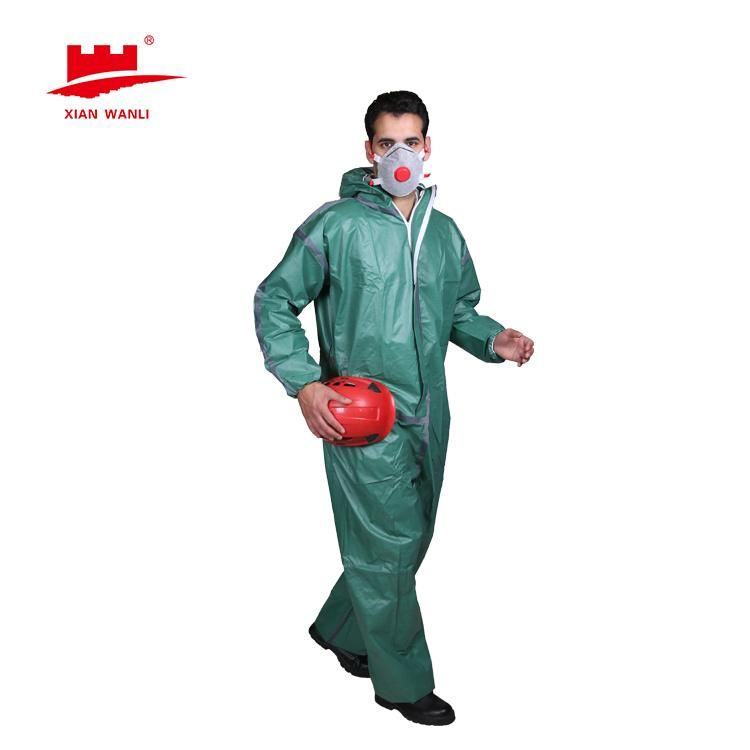 Catiii Type4/5/6 En14126 En14605 Microporous Film Disposable Coverall with Tape