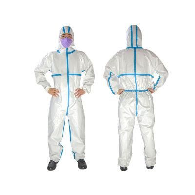 High Performance En14126 Type5b/6b Medical Microporous Personal Protective Disposable Coverall