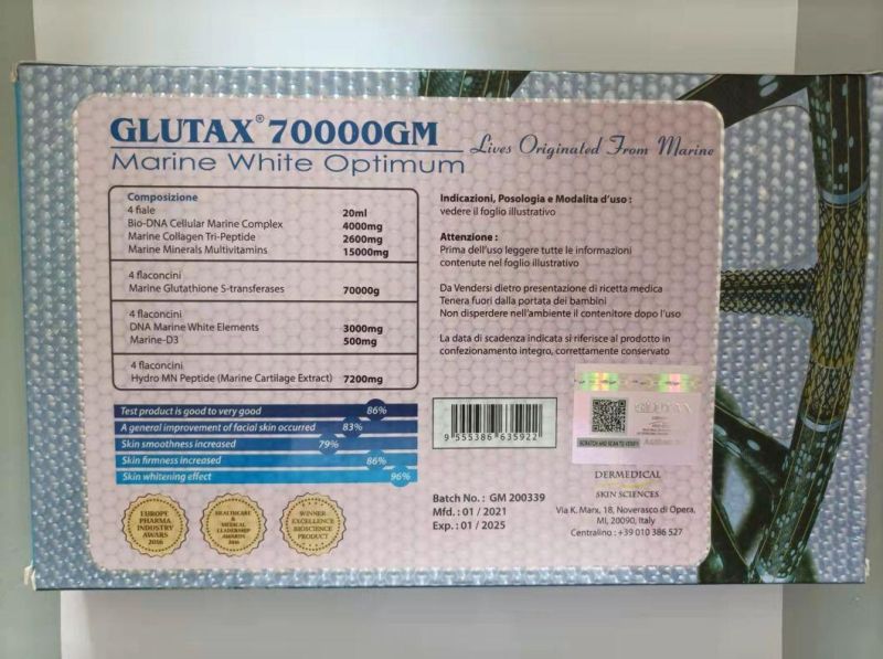 Best Whitening Effect Glutax 70000GM 180000GM 1800000GM Marine White Optimum Skin Whitening Injection 4 Session Glutathione Gsh Drop Injection