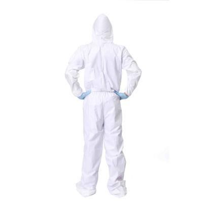 White 50GSM Disposable Waterproof Microporous Anti Static Isolation Hooded Industrial Safety Protective Clothing Non Woven Coverall Suit