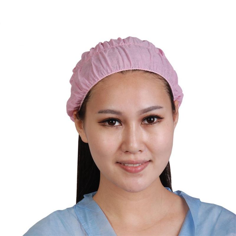 Disposable Nonwoven PP Strip Cap Mob Cap with Doubel Elastic