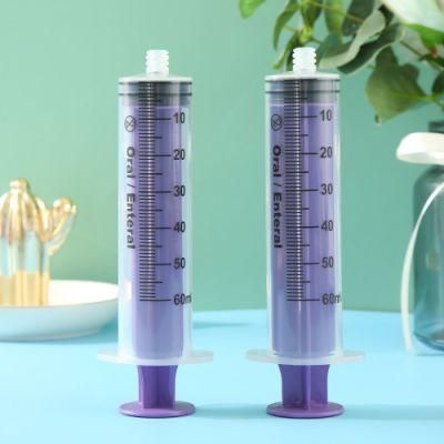 Purple Medical Disposable Syringe 60ml for Feeding Syringe Mouth Feed