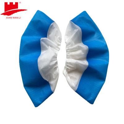 Disposable Blue Half Laminated Waterproof Shoecover Light Weight PE+CPE Overshoe Blue Shoe Covers