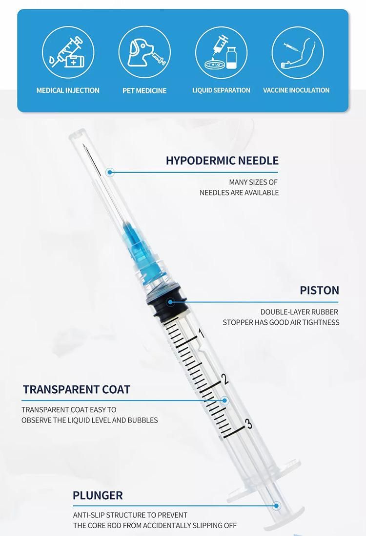 1cc 5cc 2ml 5ml 50ml 60ml 150ml 500ml Luer Lock Syringe Infusion Set Disposable Plastic Syringe