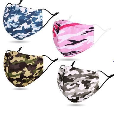 Adult Reusable Anti-Dust Protective Facemask Cotton Custom Printed Face Mask with Filter Camouflage Printed Mask