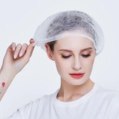 Disposable White PP Non Woven Clip Cap Bouffant Head Cover