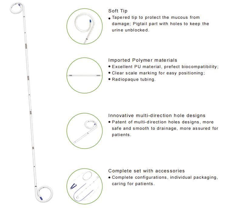 Manufacturers 5fr 6fr Silicone Medical Straight Ureteral Stent Set