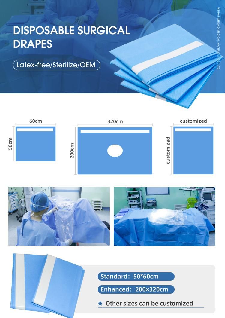 CE Certificated Disposable Eo Sterile Surgical Drape Customized