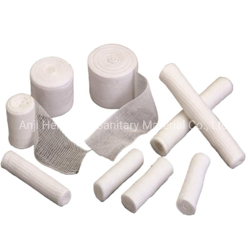 Medical 100% Cotton Gauze Bandage with Woven Sides 5cmx5m