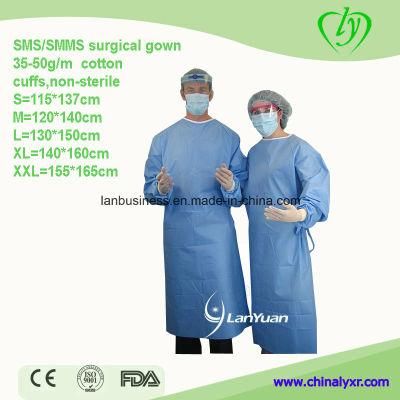 Impervious Disposable Sterile Isolation Medical Waterproof SMS Protective Surgical Gown