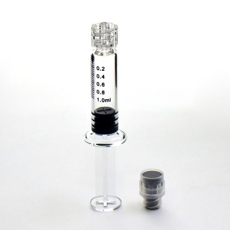 1ml Oil Luer Lock Glass Prefilled Syringe with Metal Plunger Gold Silver