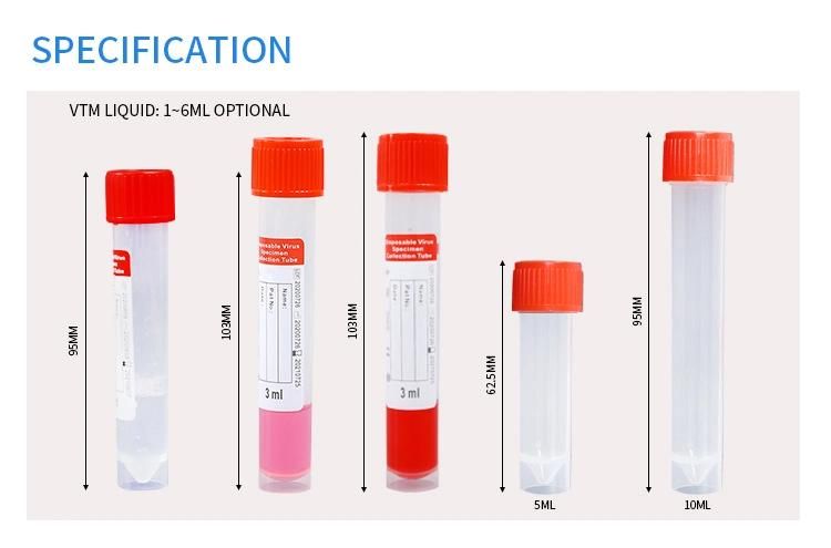 Factory Vtm Transport Sampling Viral Test Collection Tube