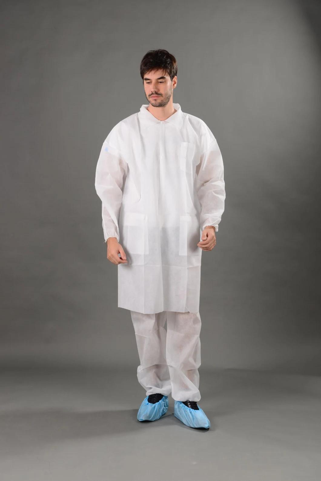 PP/PP+PE/SMS/SMMS Non Woven Disposable Lab Coats Visit Gown