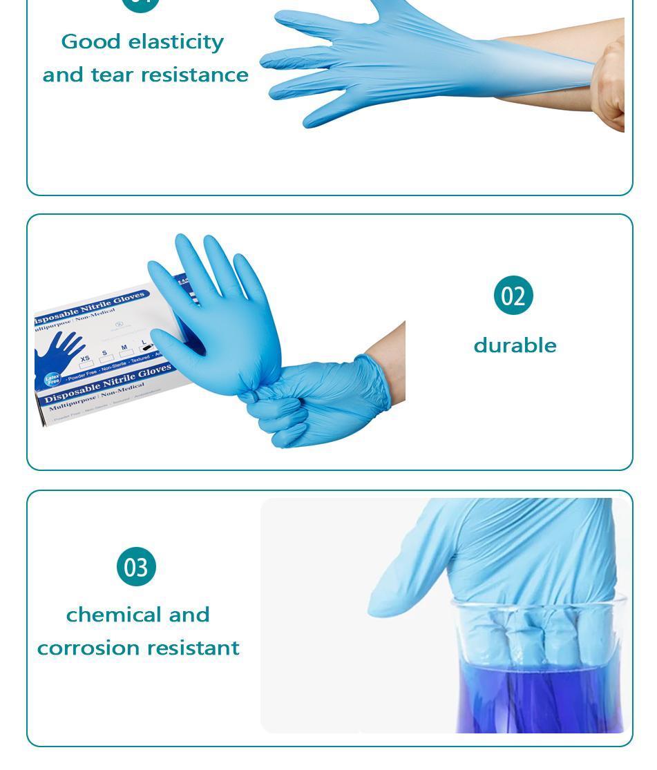 Wholesale Blue Powder Free Nitrile Gloves with High Quality Household Disposable Nitrile Gloves