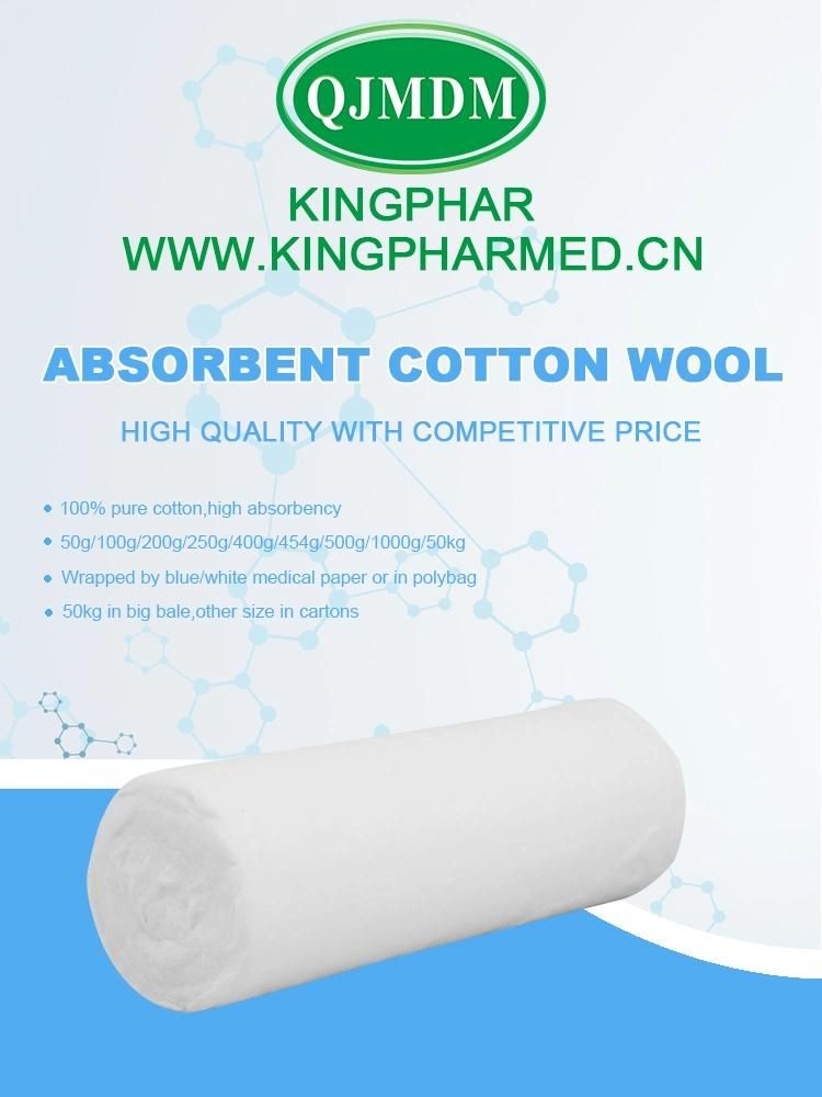 OEM Medical Absorbent Cotton Wool Cotton Roll Absorbent 500g, 100% Cotton Absorbent with Ce ISO Approval