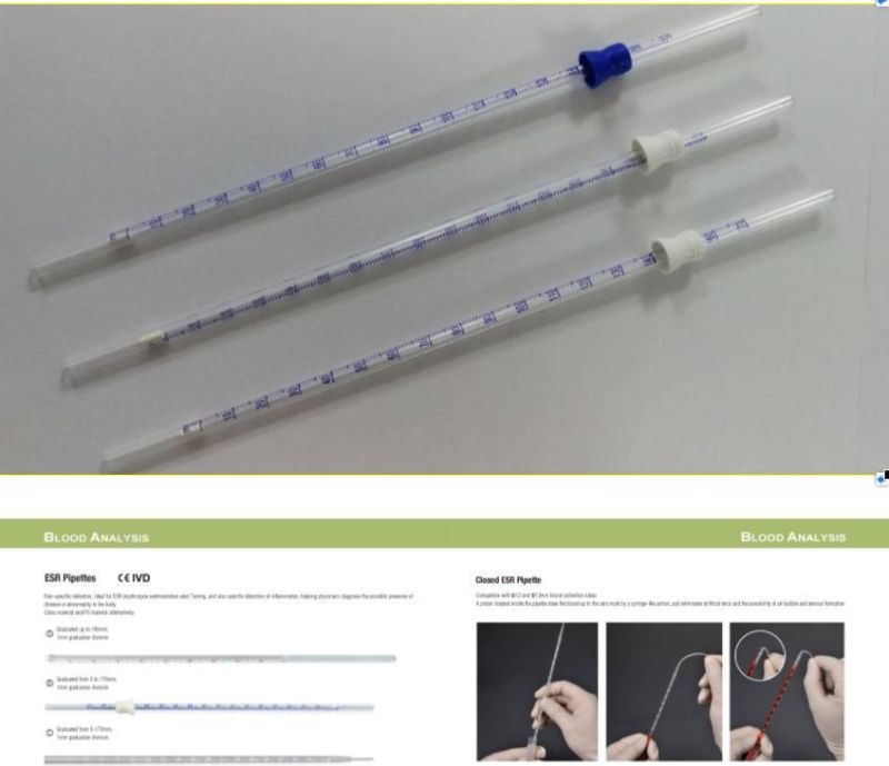 Vacuum Blood Collection Tubes ESR Pipettes ESR Tubes