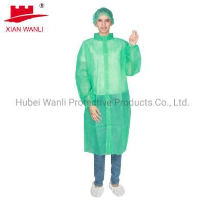 Blue Lab Coats Disposable Adult Jackets with Knit Collar Cuff