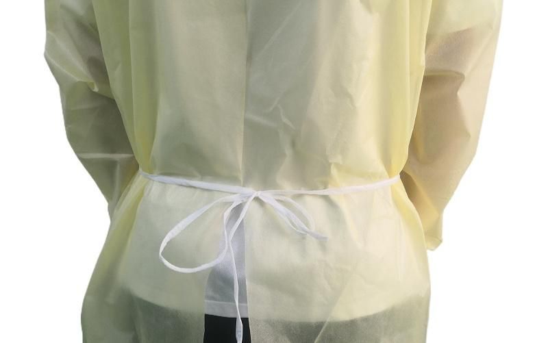 Wholesale High Quality Disposable Surgical Gown Safety Yellow PP PE Fabric Waterproof Isolation Gown