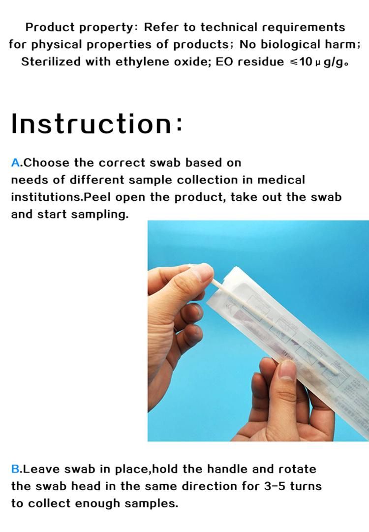 Disposable Sterile Sampling Nylon Flocked Nasopharyngeal Swabs for Nasal Sample Collection