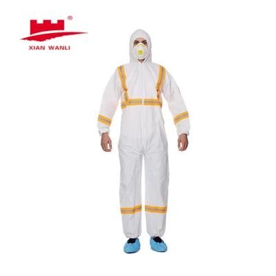 Disposable Protective Type 4/5/6 Microporous Coverall with Reflective Tape