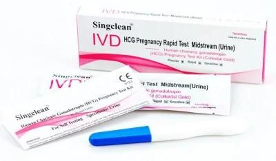 Singclean 99.9% Accuracy HCG Midstream/Pen Type Pregnancy Test Urine Cup Test with CE