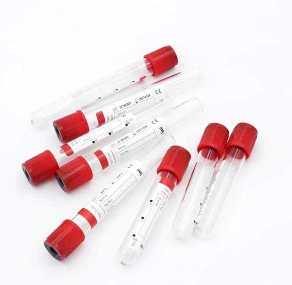 Medical Disposable Red Cap 13*100mm Vacuum Plain Blood Collection Tube for Adult with CE ISO