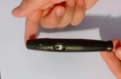 Black Adjustable Painless Reusable Blood Lancet Pen for Glucose Test
